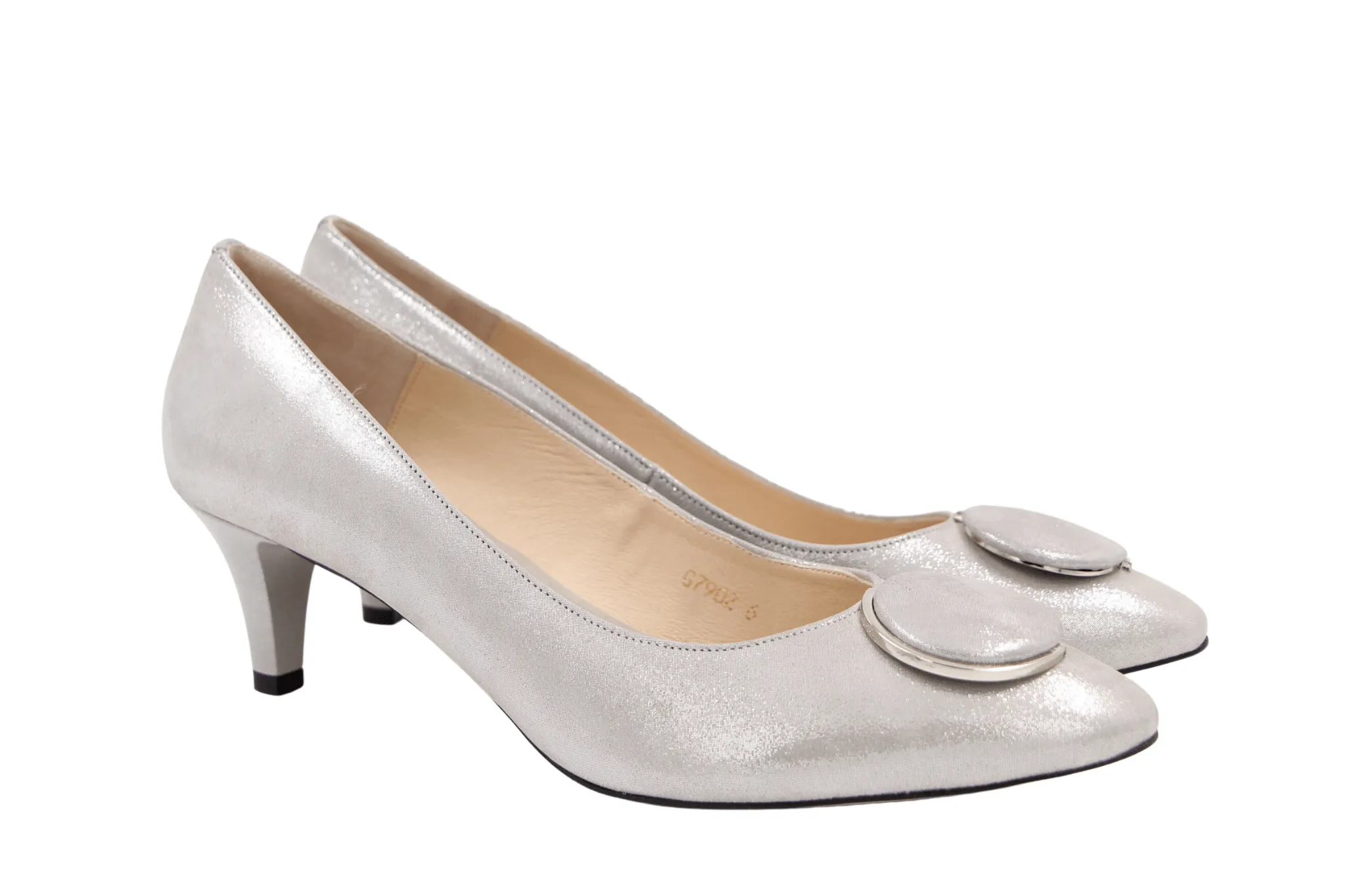 EMIS Silver Shimmer  mid heel shoe