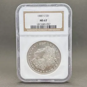 Estate 0.900 Fine Silver 1880 $1 Morgan Dollar NGC MS67