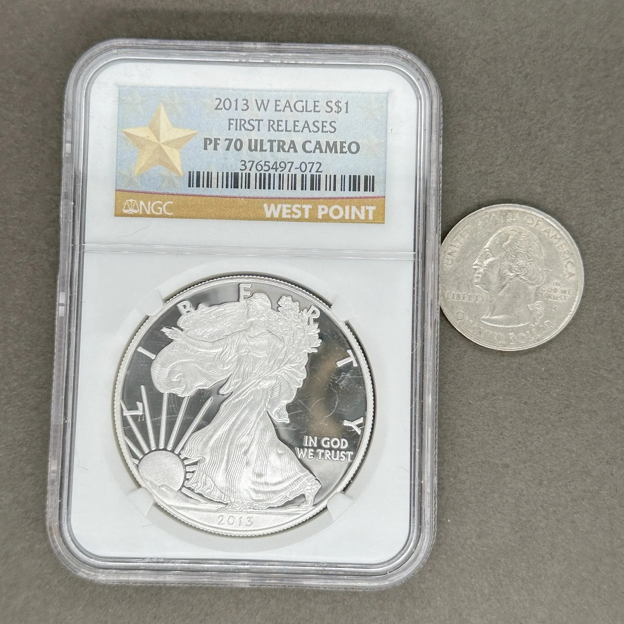 Estate 99.9% Fine Silver 2013 W American Eagle First Release S$1 Coin NGC PF70