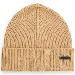 Fati Rib-Knit Wool Beanie Hat Medium Beige - W23