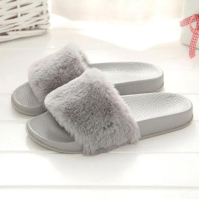 Faux Fur Slippers Slip On