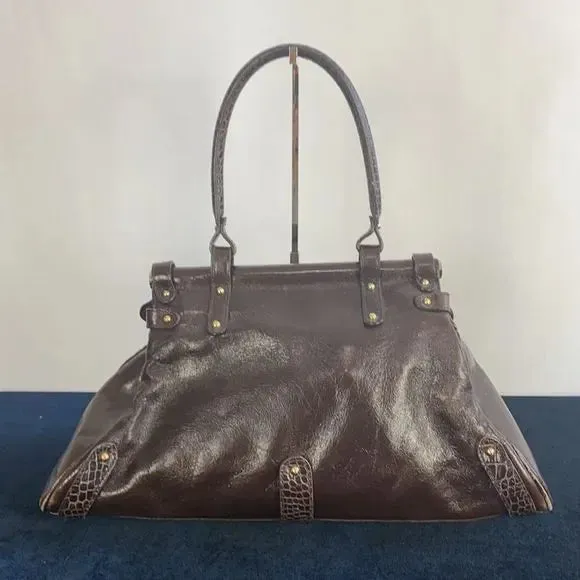 Fendi Brown with Crocodile Leather Vintage Satchel