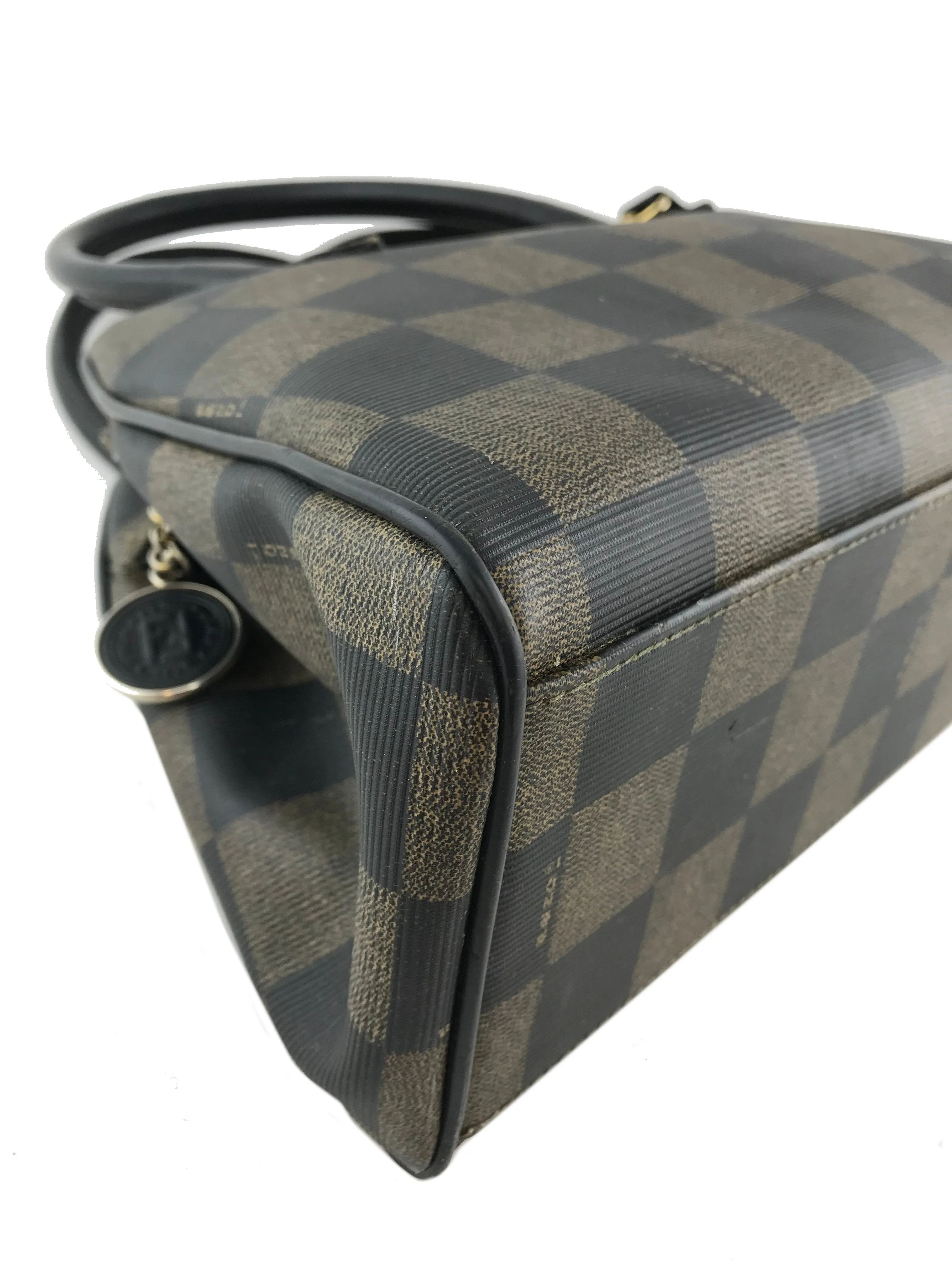 Fendi Checkered Coated Canvas Satchel with Strap