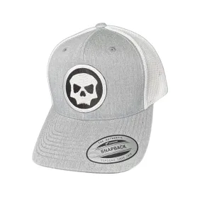 Flexfit Snapback Hat - Light Grey / White Mesh (White Skull Icon)