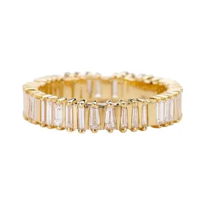 Gold Bridge Eternity Ring with Tapered Baguette and Trapeze-Cut Diamonds