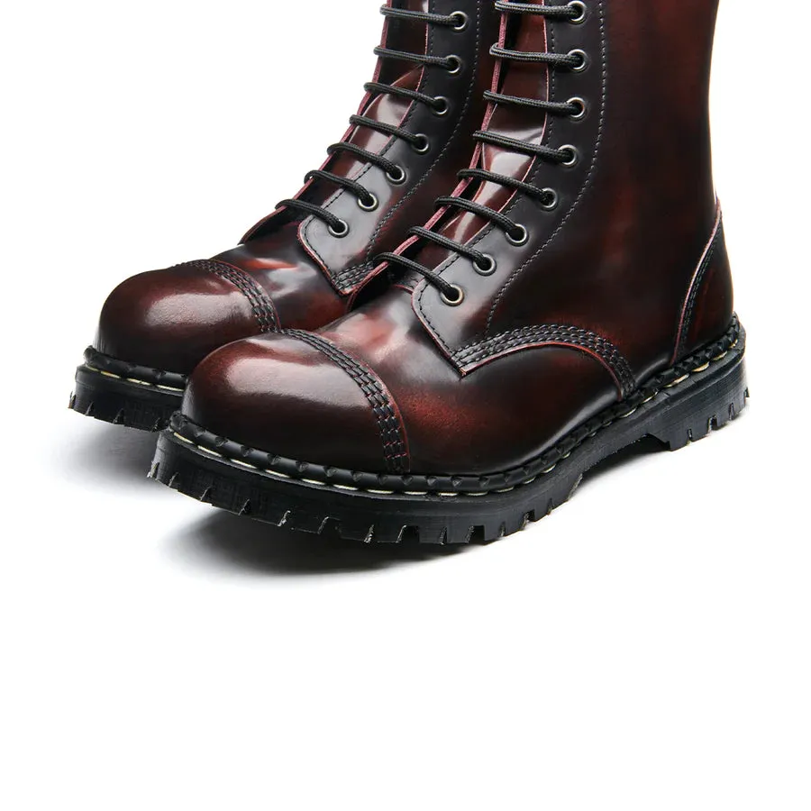 GRIPFAST Burgundy Rub-Off 10 Eye Steel Toe Capped Derby Boot