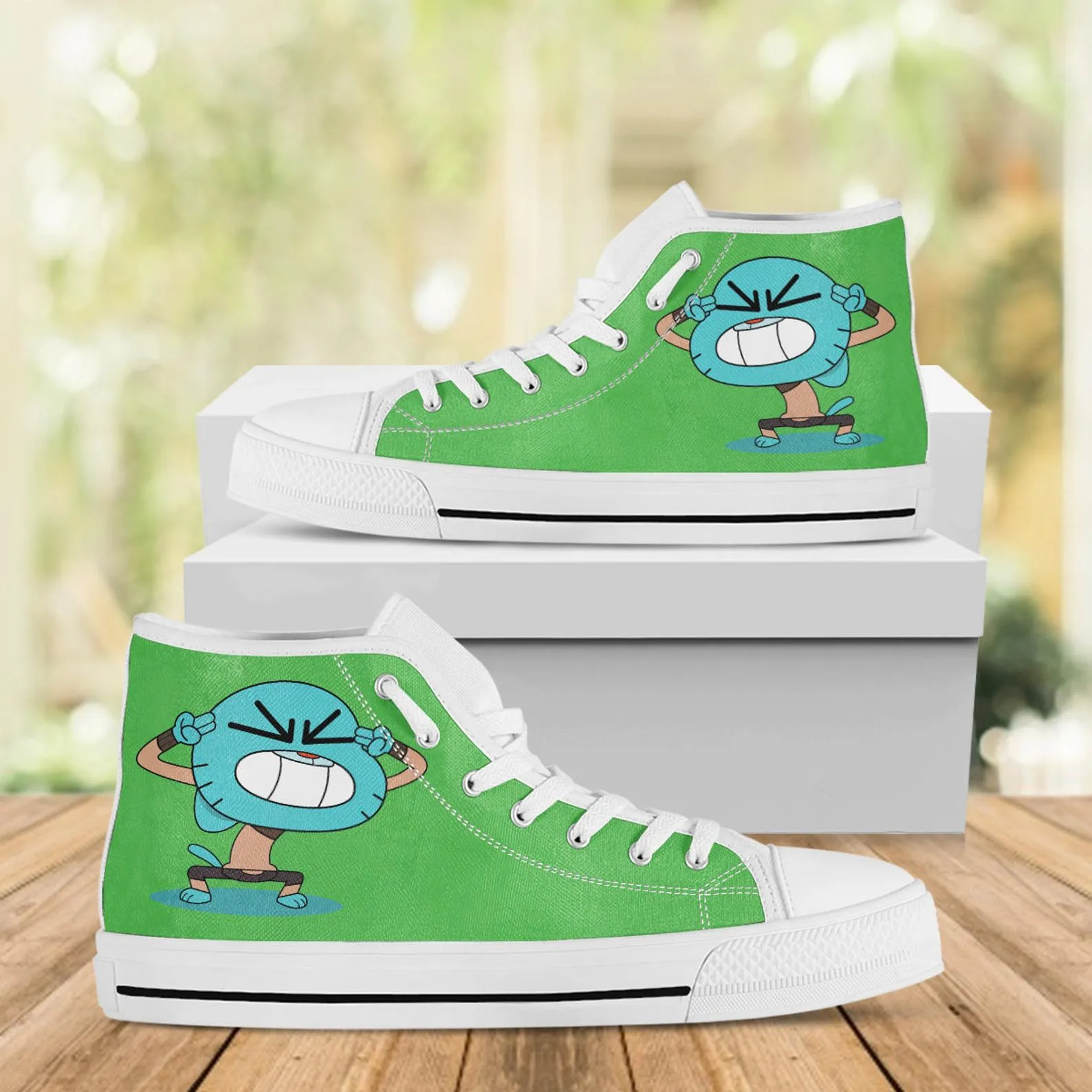 Gumball Custom Shoes, Cartoon Hightops, Cartoon Network Shoes, Custom Hi Tops, Gumball Beads Shoes, Gumbal Machine Shoes