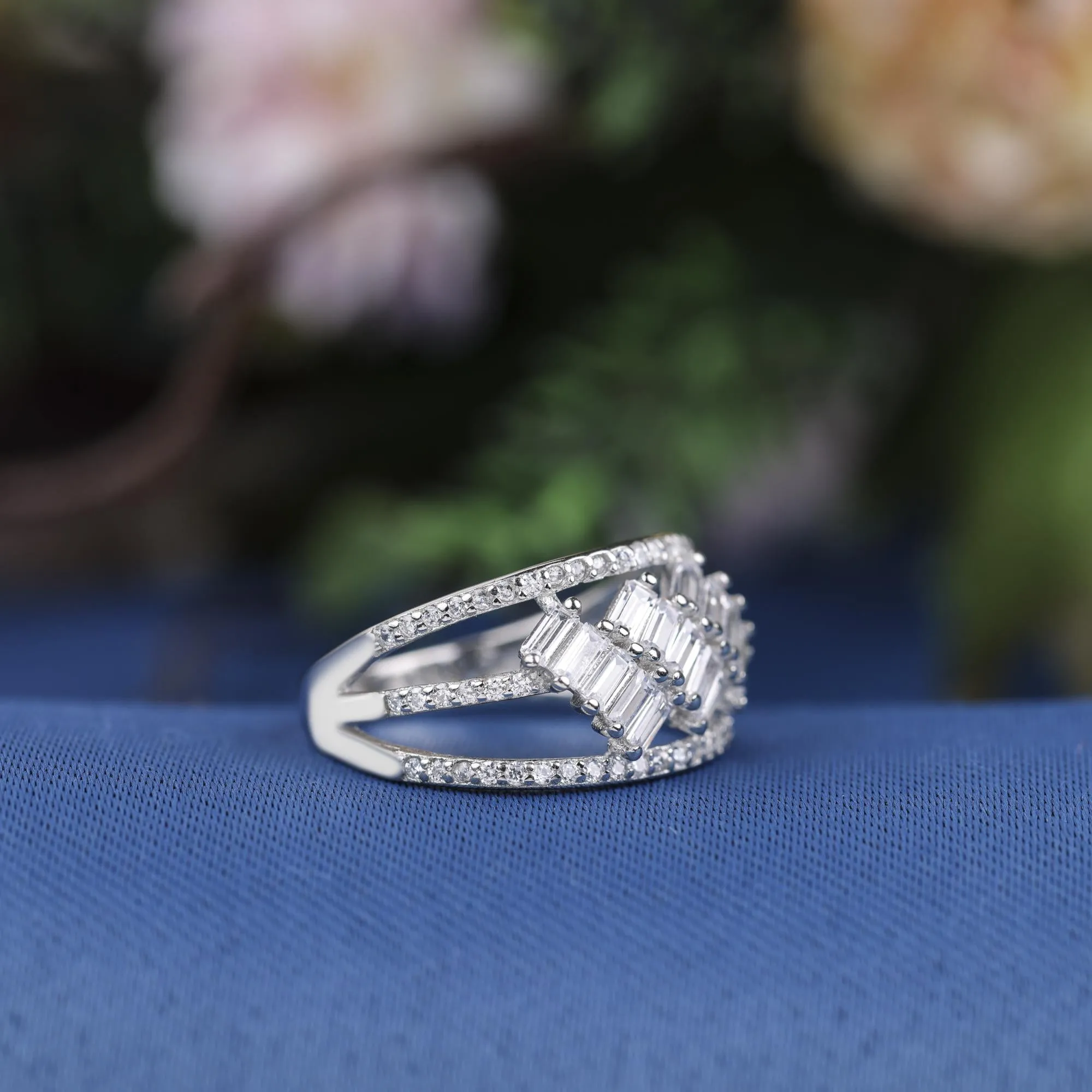 Half-Eternity Moissanite Baguette Wedding Ring