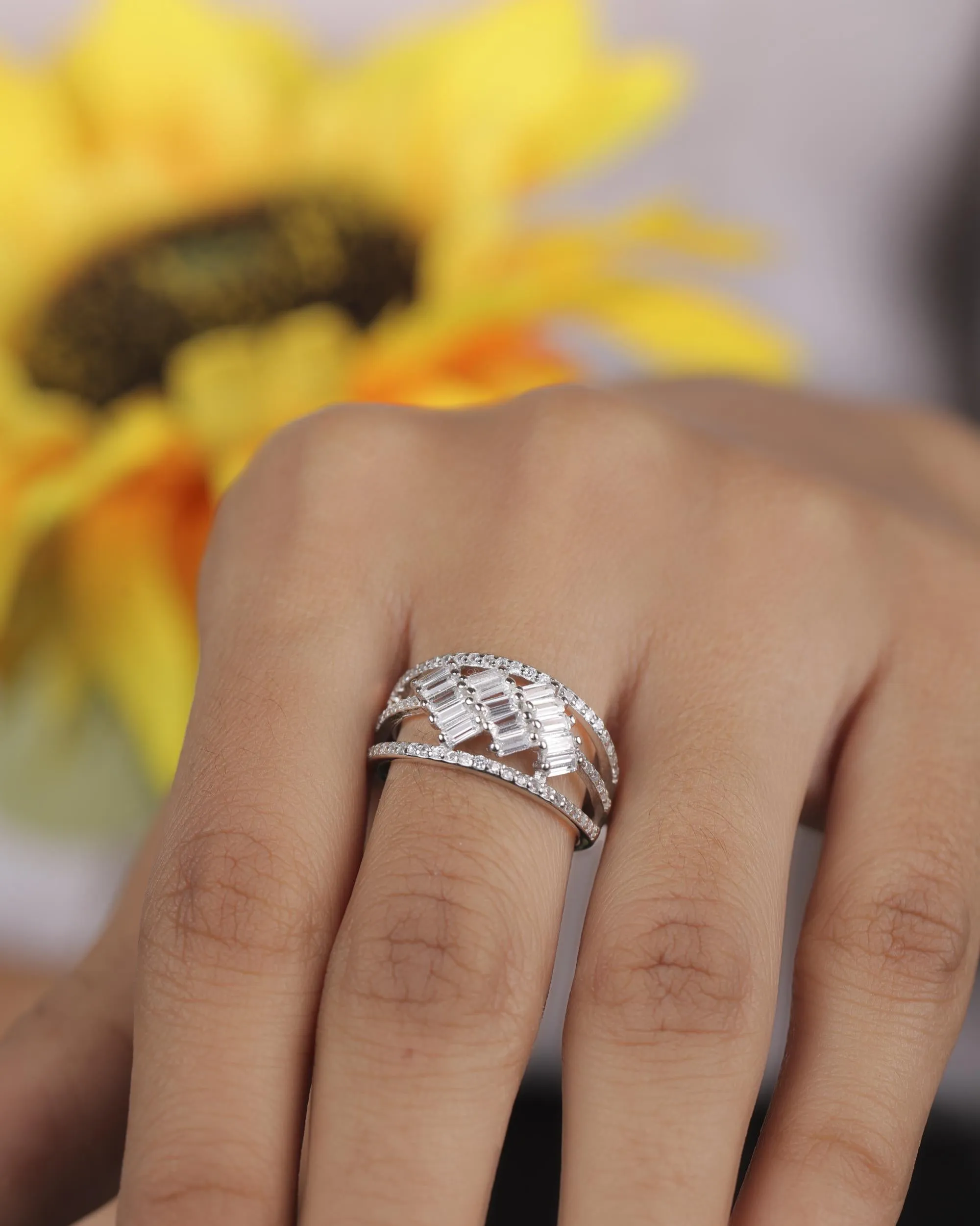 Half-Eternity Moissanite Baguette Wedding Ring