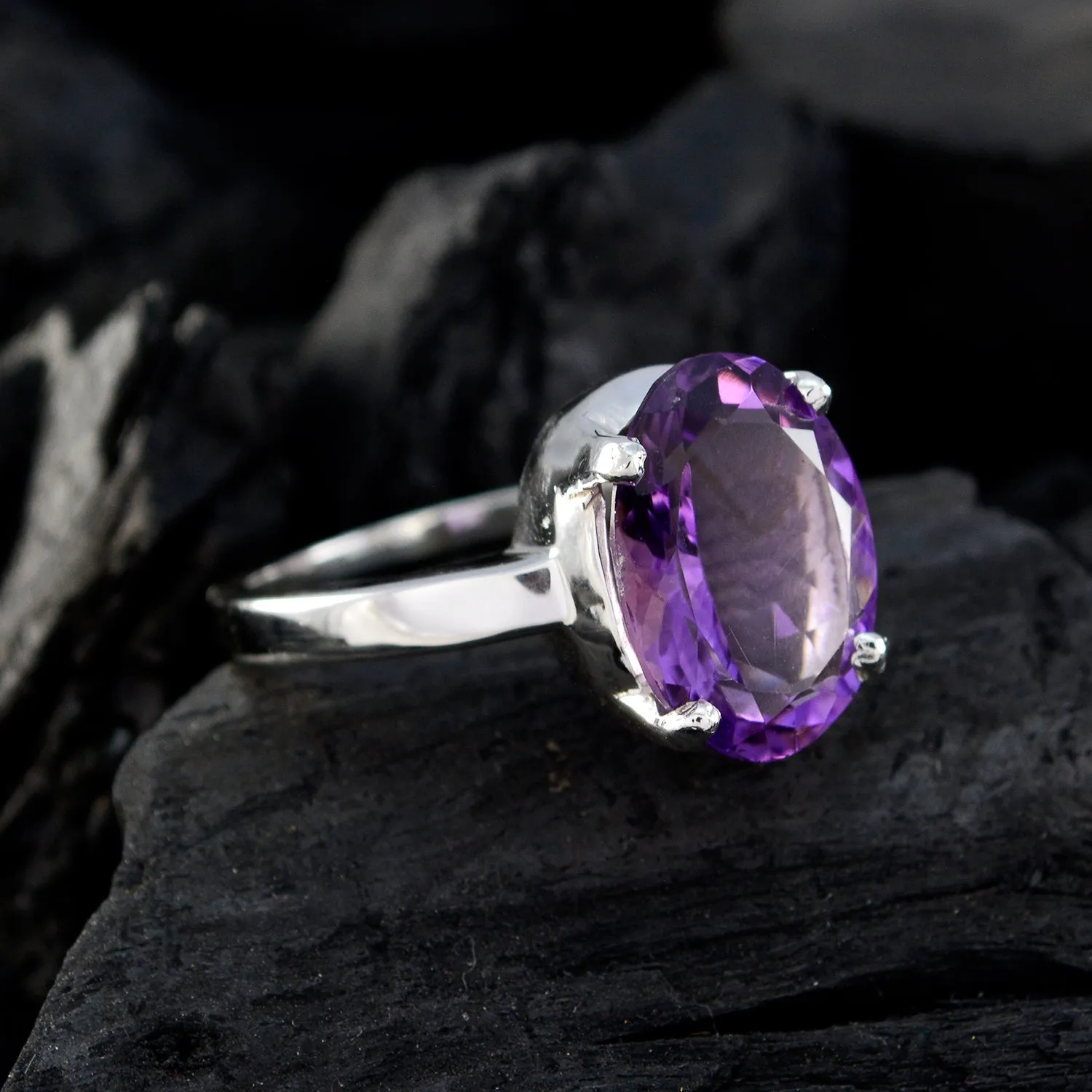 Handsome Gems Amethyst 925 Sterling Silver Rings Antique Jewelry