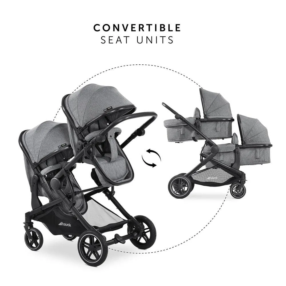 Hauck Atlantic Twin Pushchair - Melange Grey