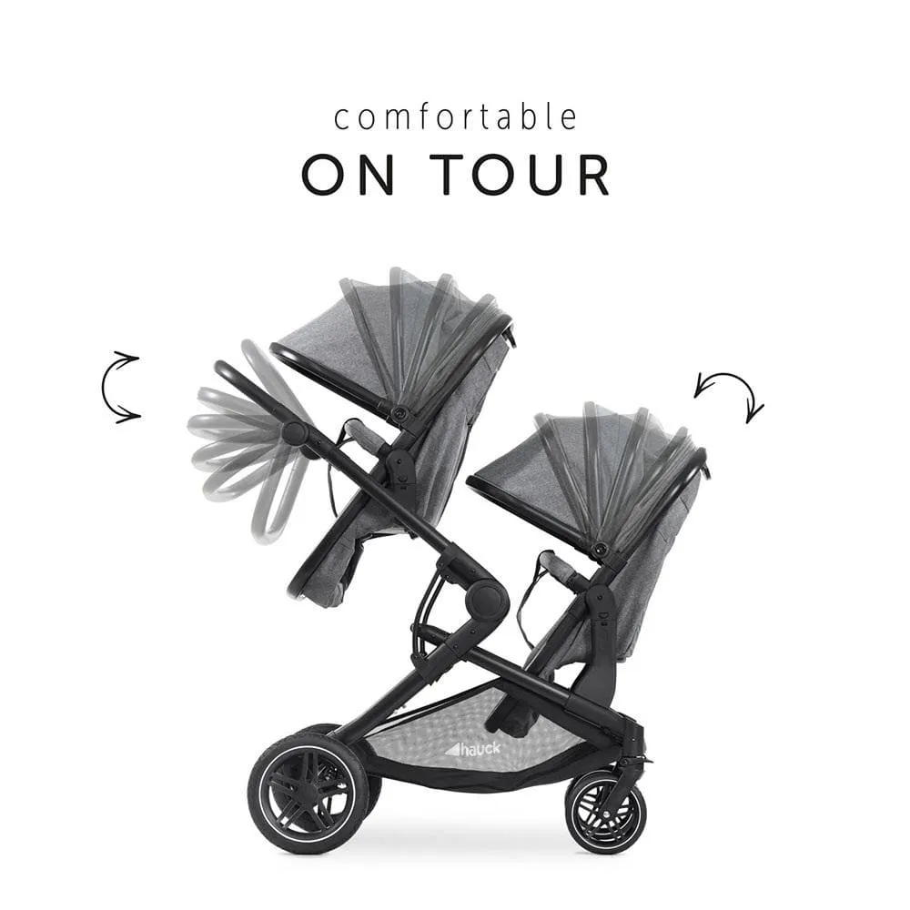 Hauck Atlantic Twin Pushchair - Melange Grey