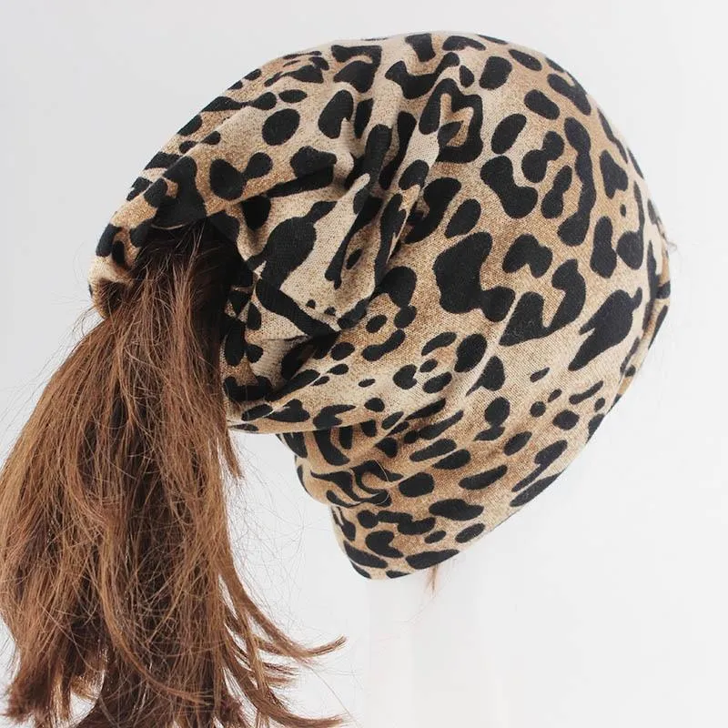 Hip-hop Leopard Print Cotton Beanie, Skullie or Scarf