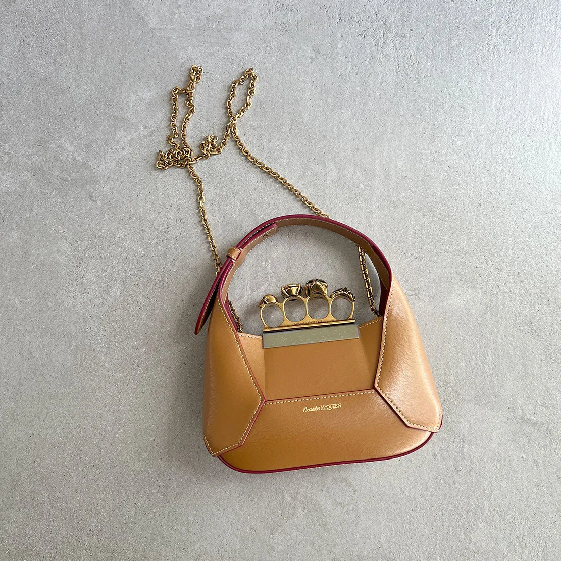 Jewelled Hobo Mini, Tan/Gold