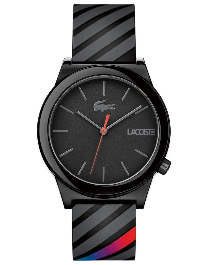 Lacoste Mens Motion Watch - TR90 Case - Black Dial - Black Silicone Strap