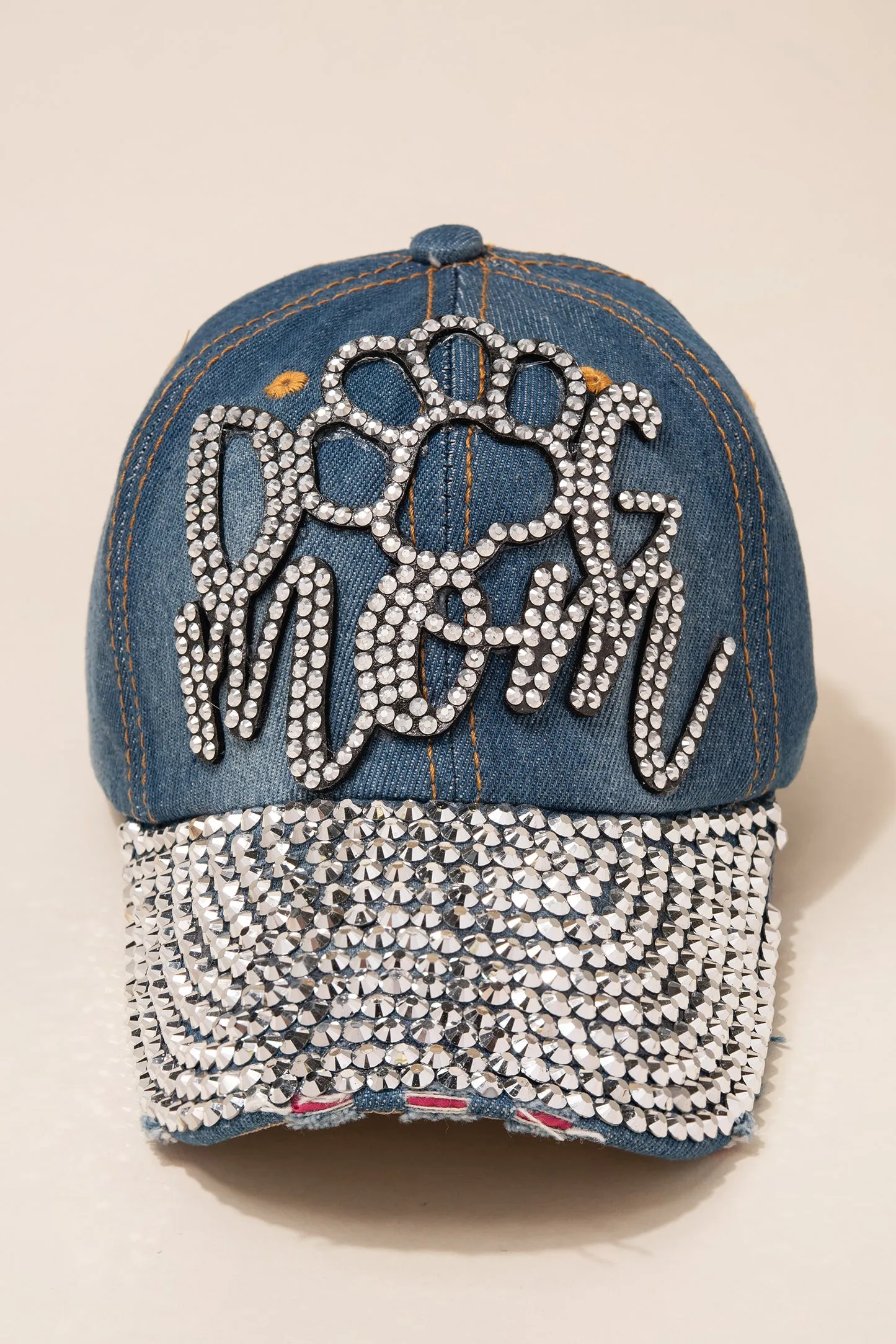 Large Paw Dog Mom Cap with Full Bill Jewels