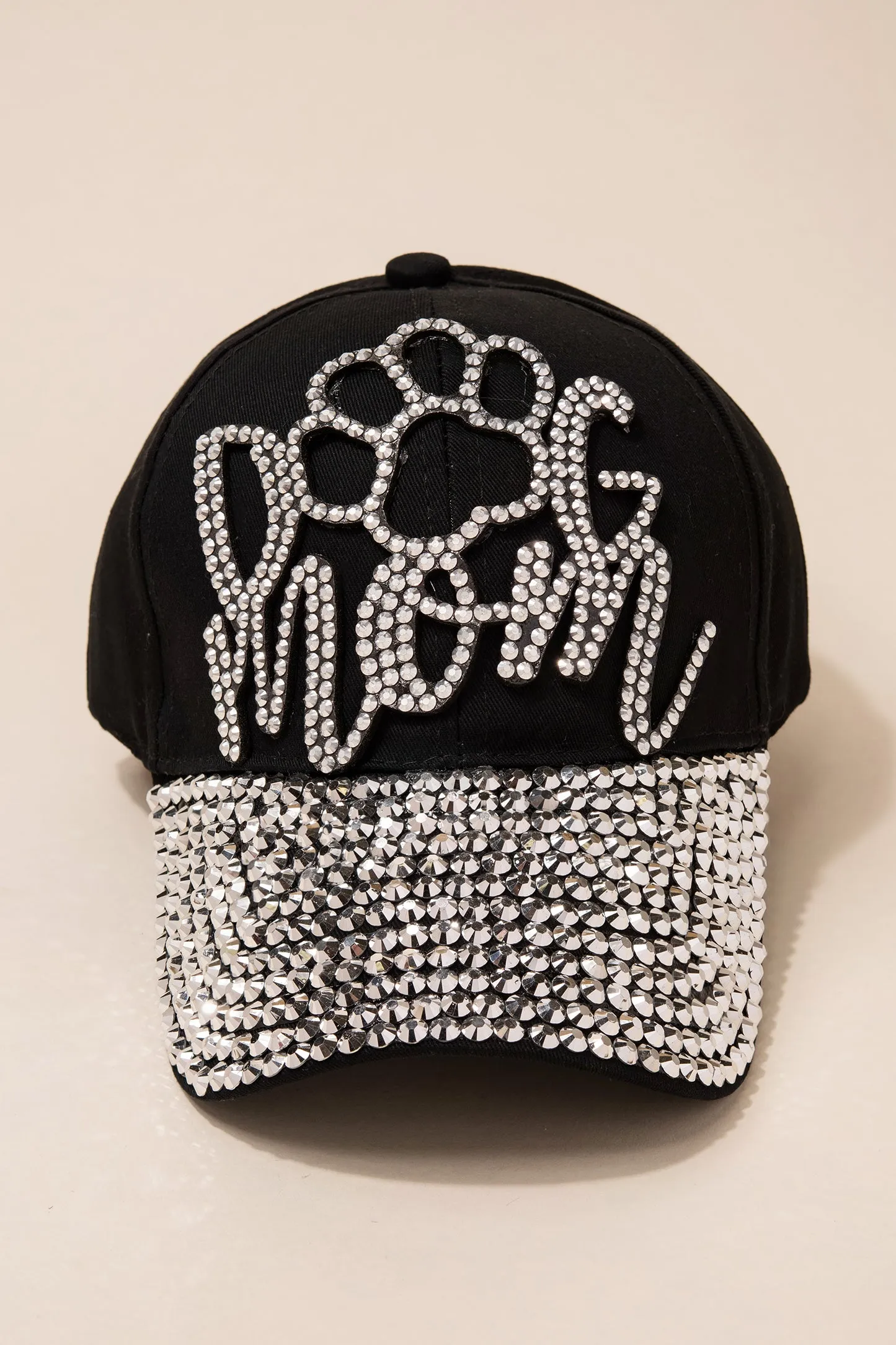 Large Paw Dog Mom Cap with Full Bill Jewels