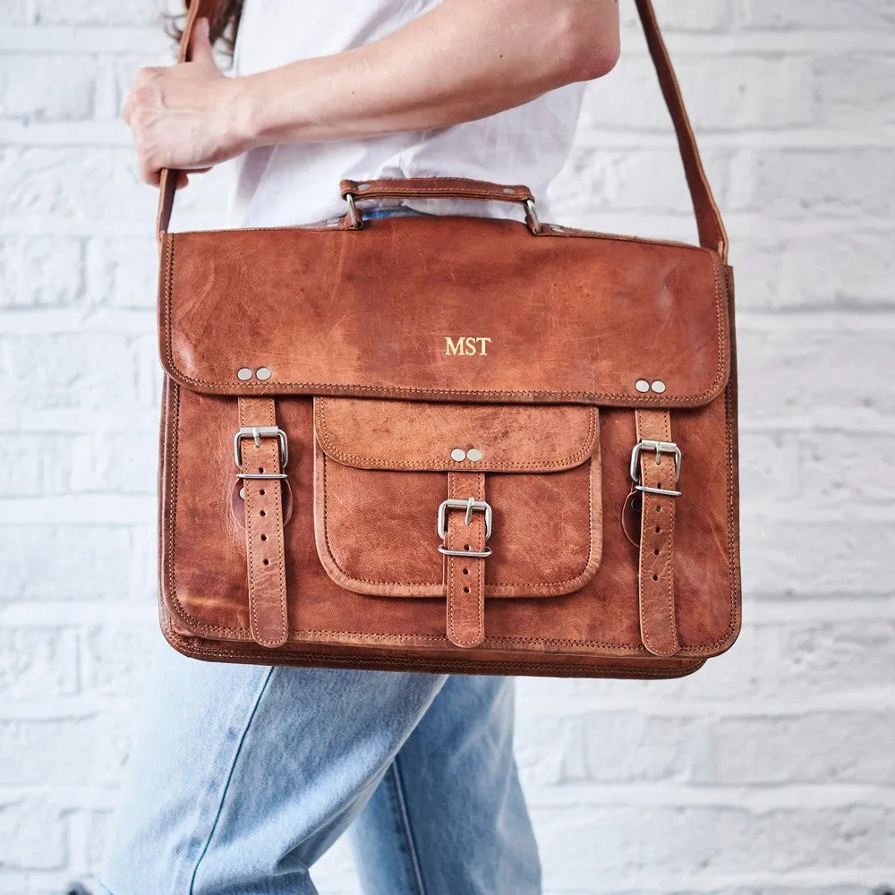 Large Satchel with Front Pocket and Handle