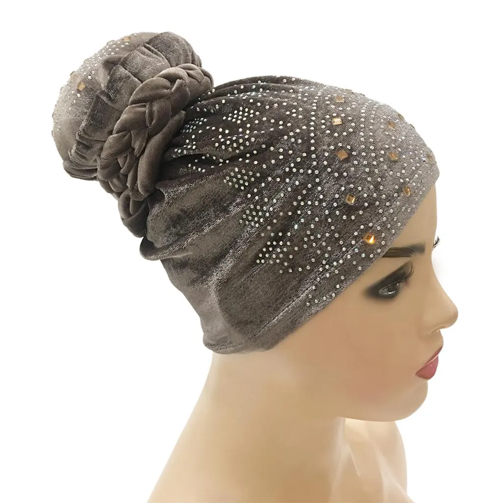 Layla Jewel Turban Cap - Grey