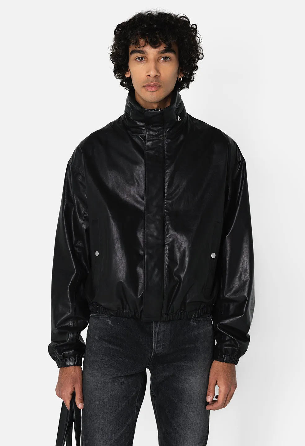 Leather Jumper Jacket / Black