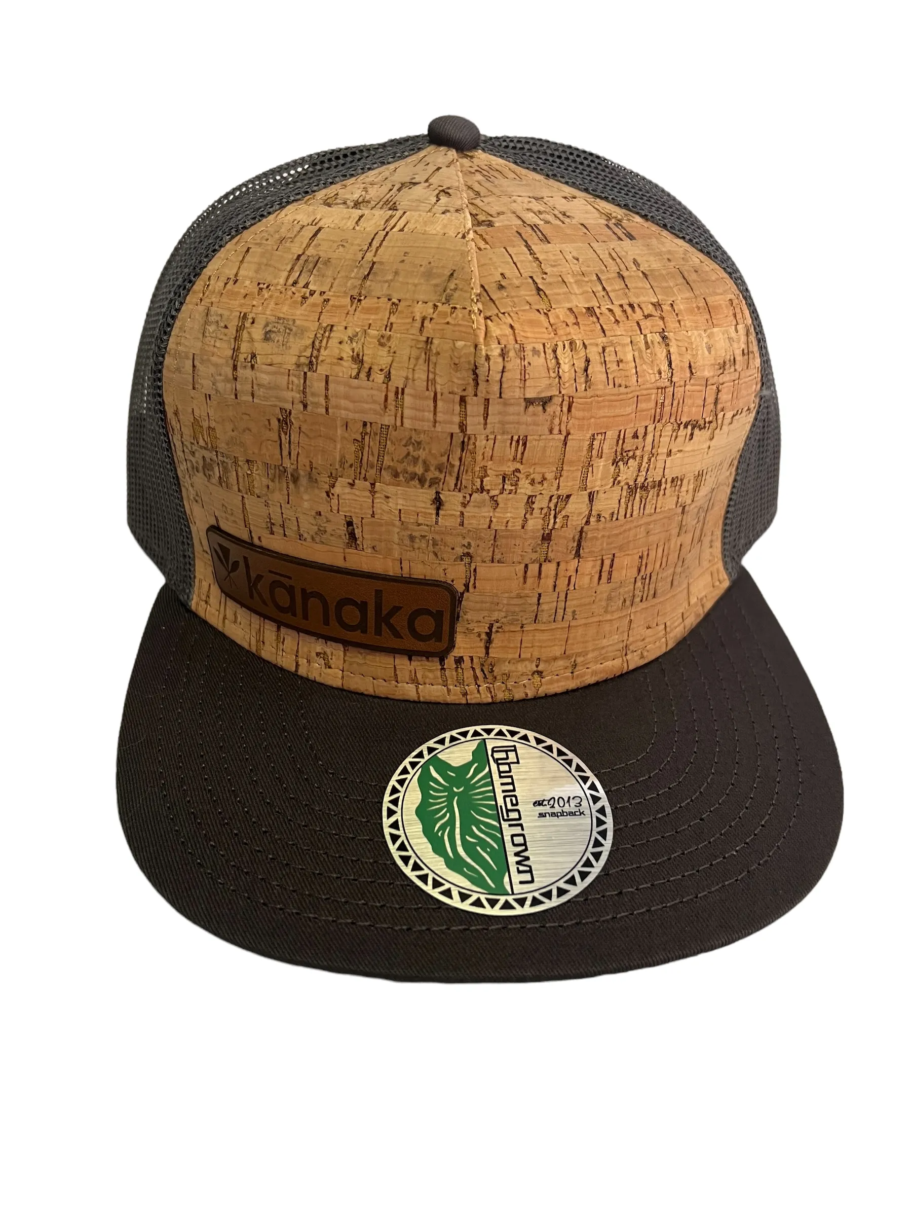 LEATHER KANAKA CORK CHARCOAL SNAPBACK