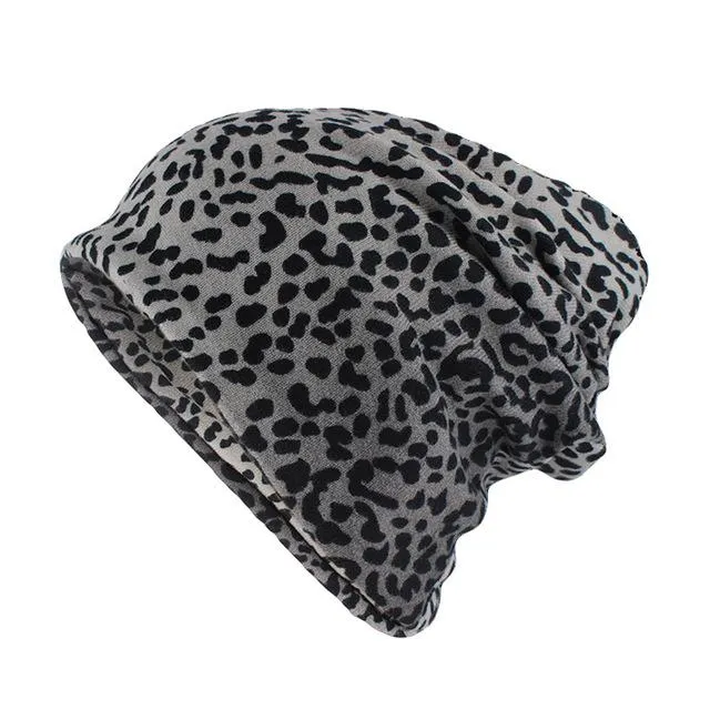 Leopard Print Polyester Beanie, Scarf or Skullie