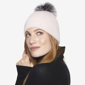 Linda Richards Angora Blend Hat with Genuine Fur Pom Pom