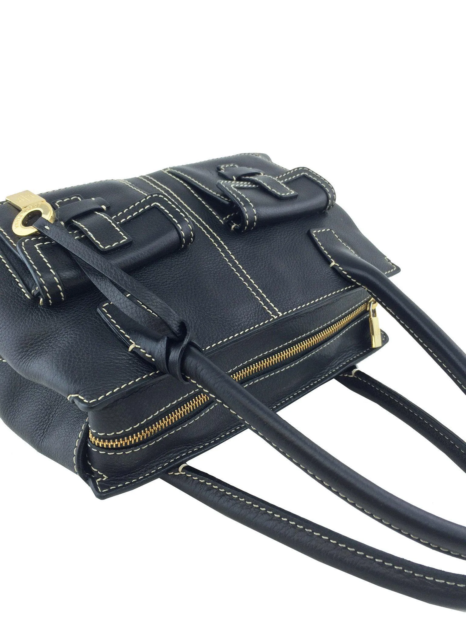 Loro Piana Odessa Leather Front Pocket Satchel Bag