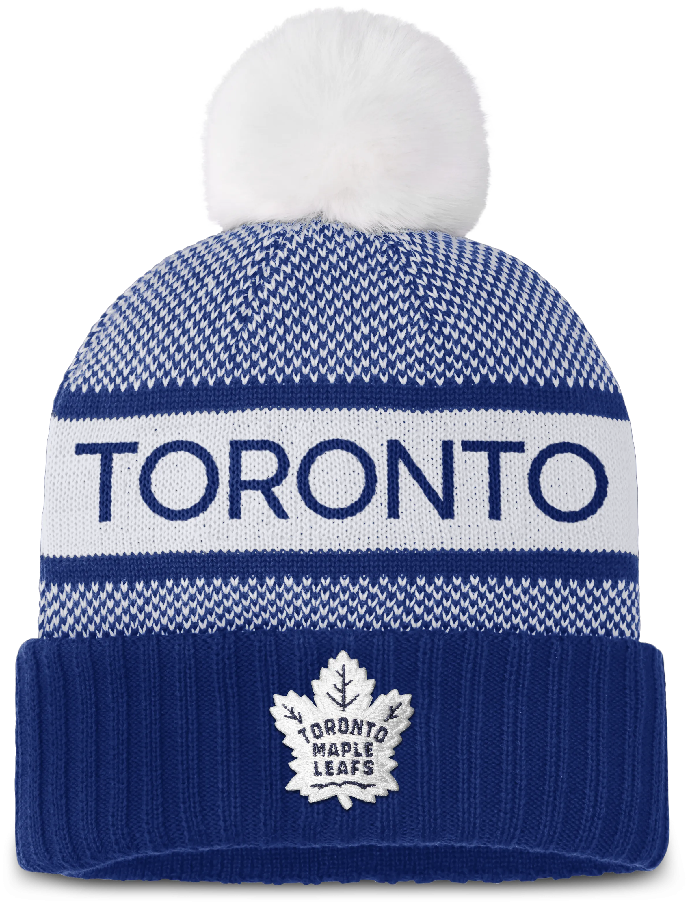 Maple Leafs Fanatics Women's 2023 Authentic Pro Rink Cuffed Pom Toque