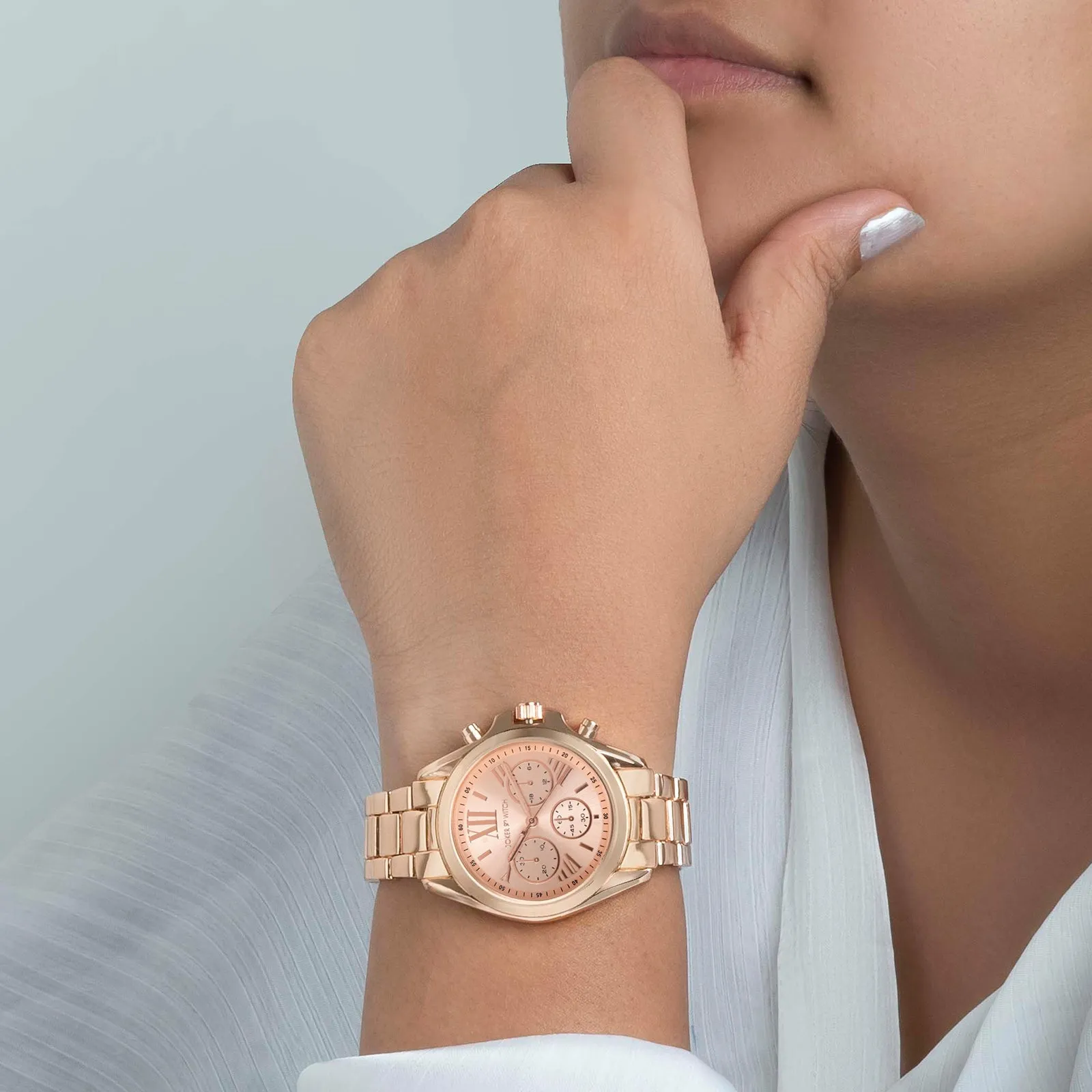 Meghan All Rosegold Metallic Strap Watch