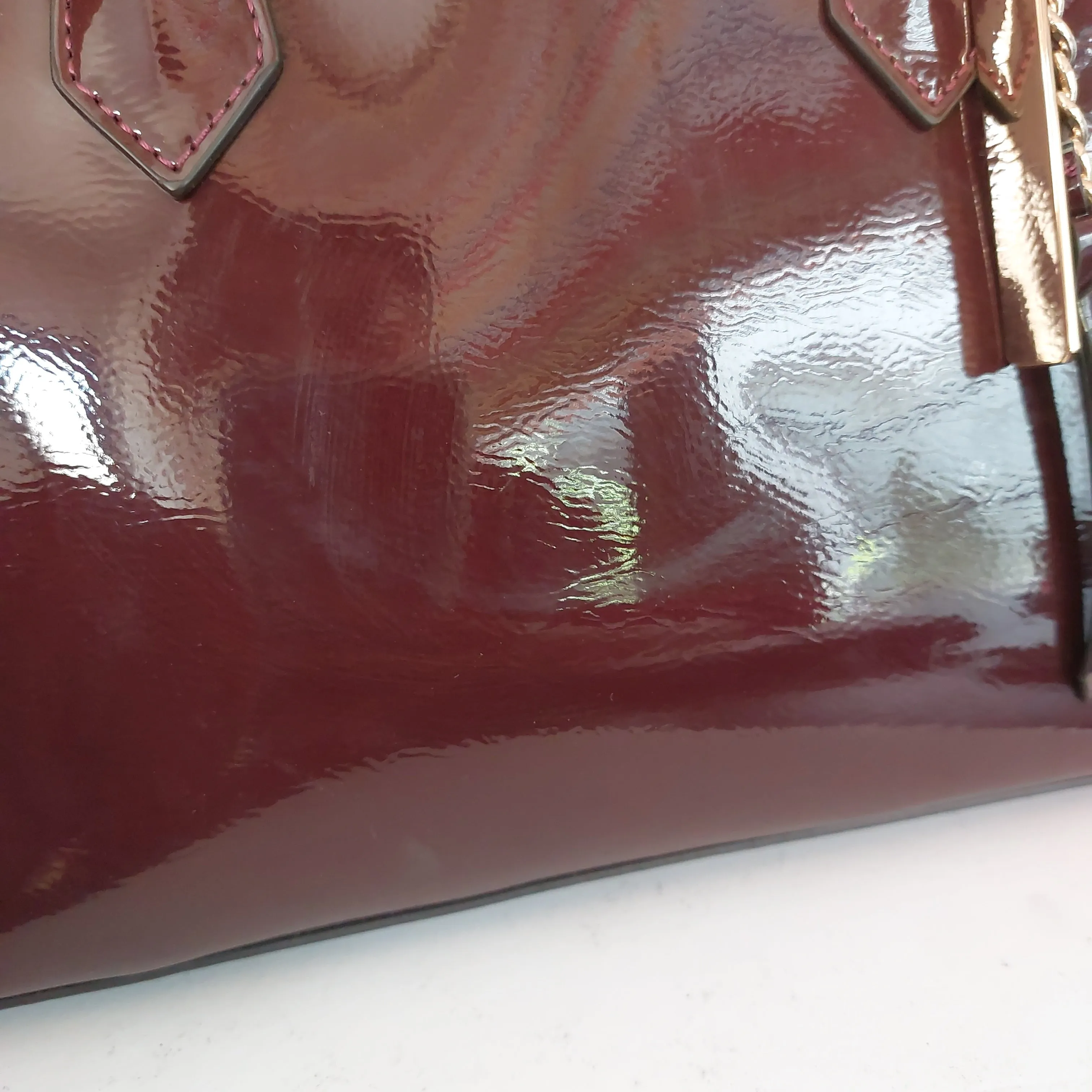 Nine West Patent Burgundy Rose Satchel | Brand New |