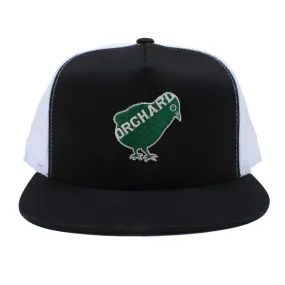 Orchard Bird Logo Tall Crown Trucker Hat Black/White