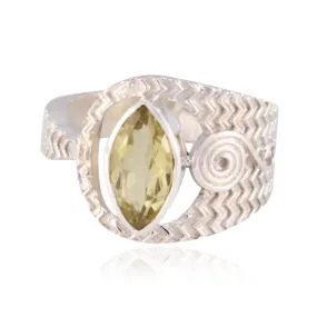 Pulchritudinous Gem Lemon Quartz Solid Silver Ring Wholesale Jewelry