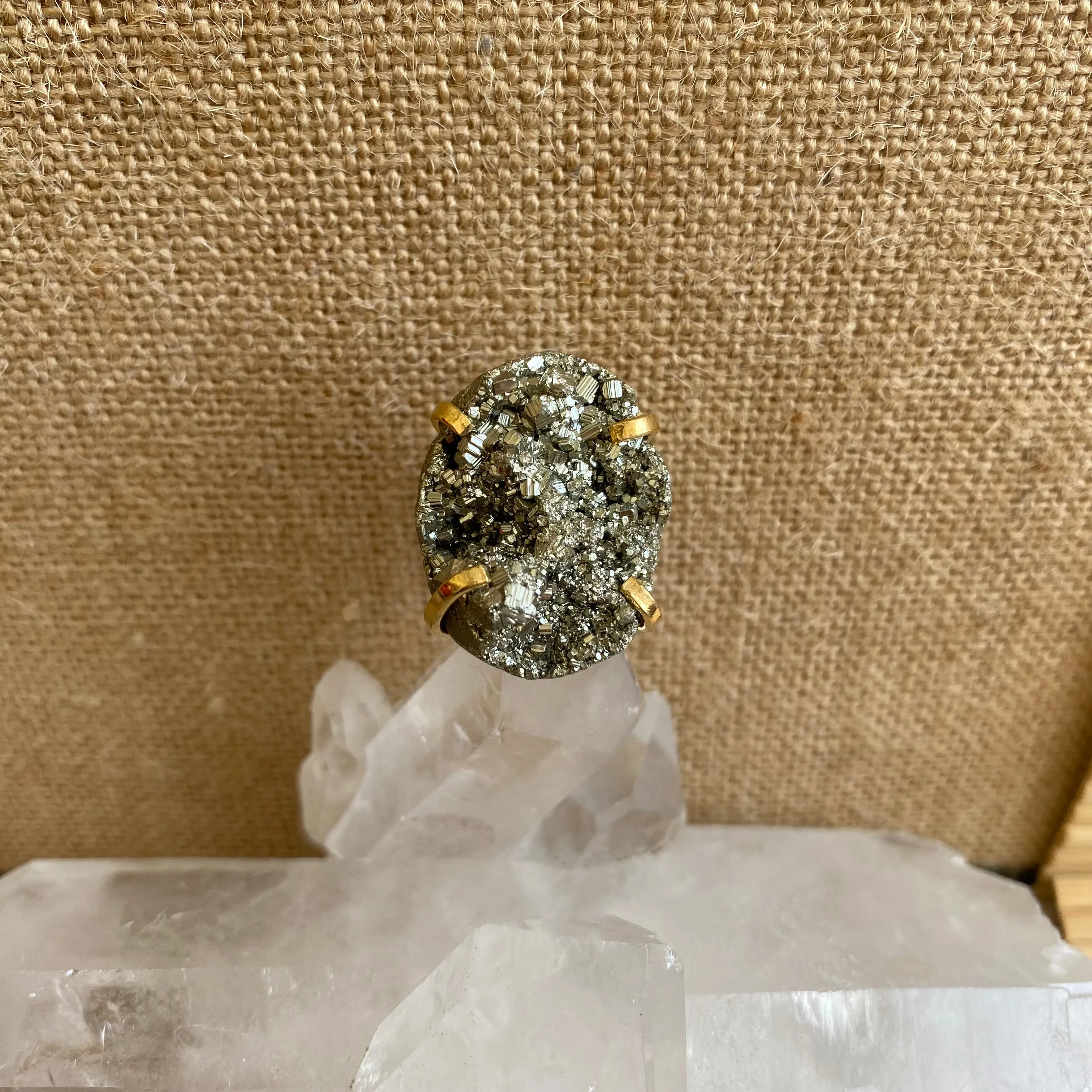 Pyrite Druzy Ring #49