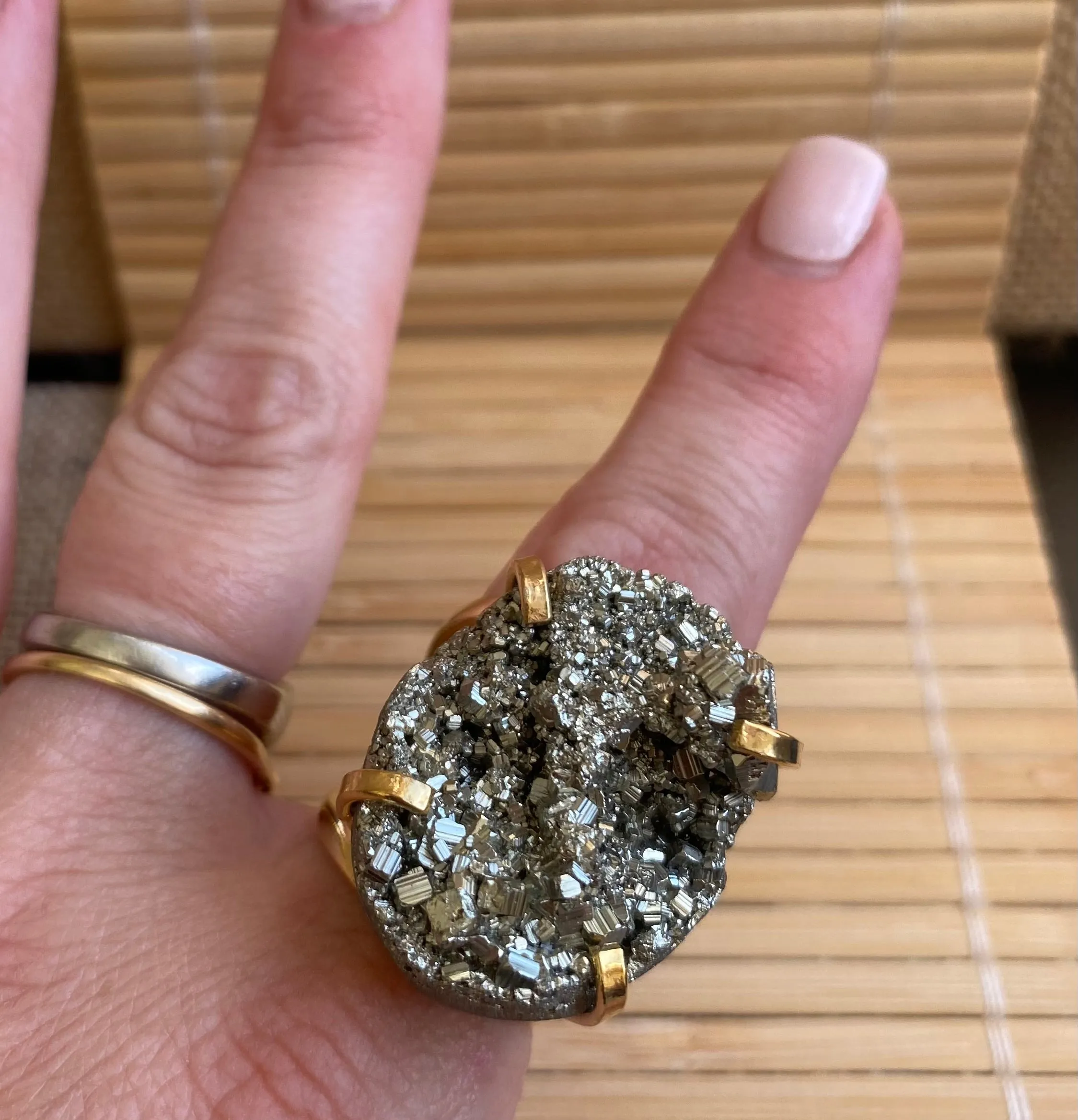 Pyrite Druzy Ring #49