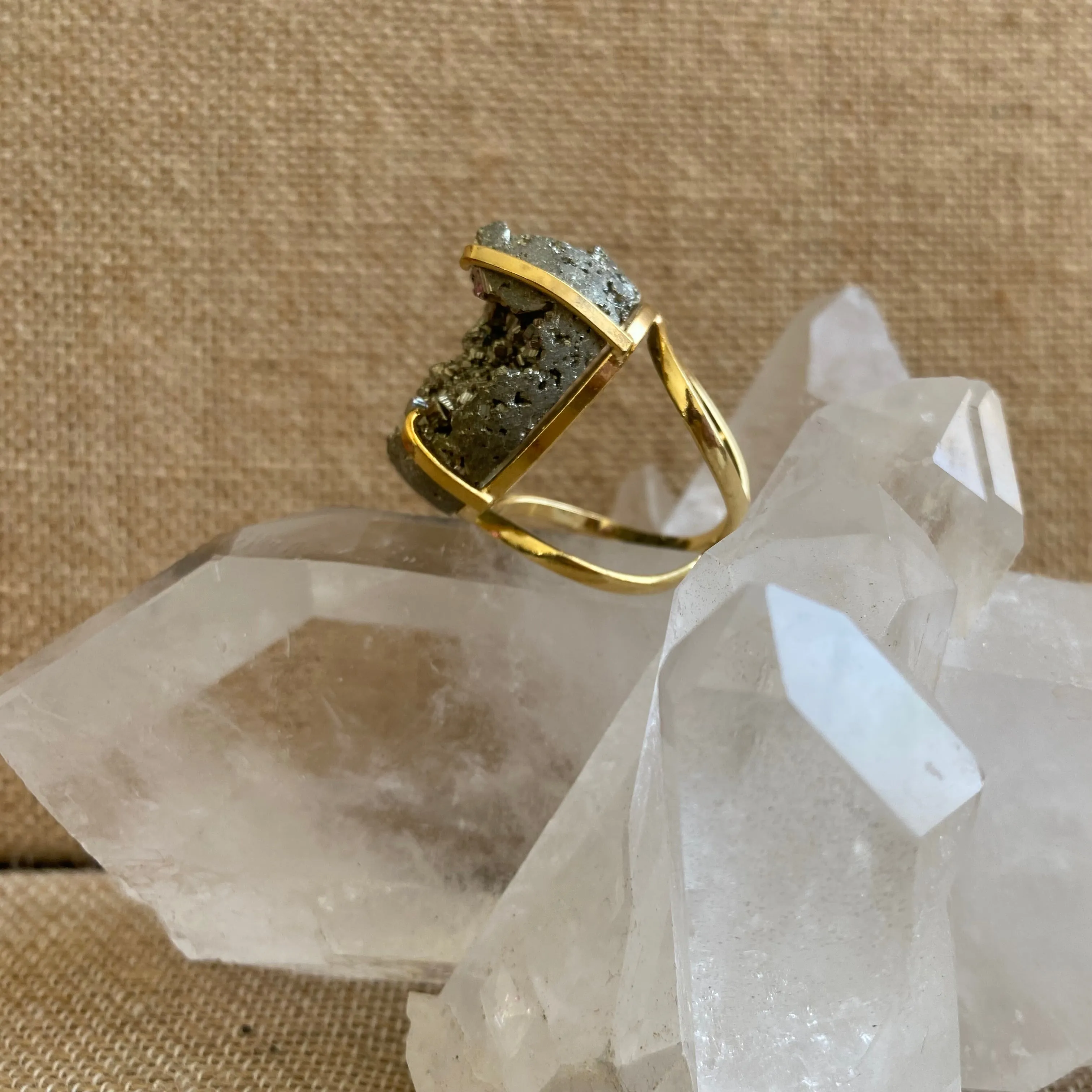 Pyrite Druzy Ring #49