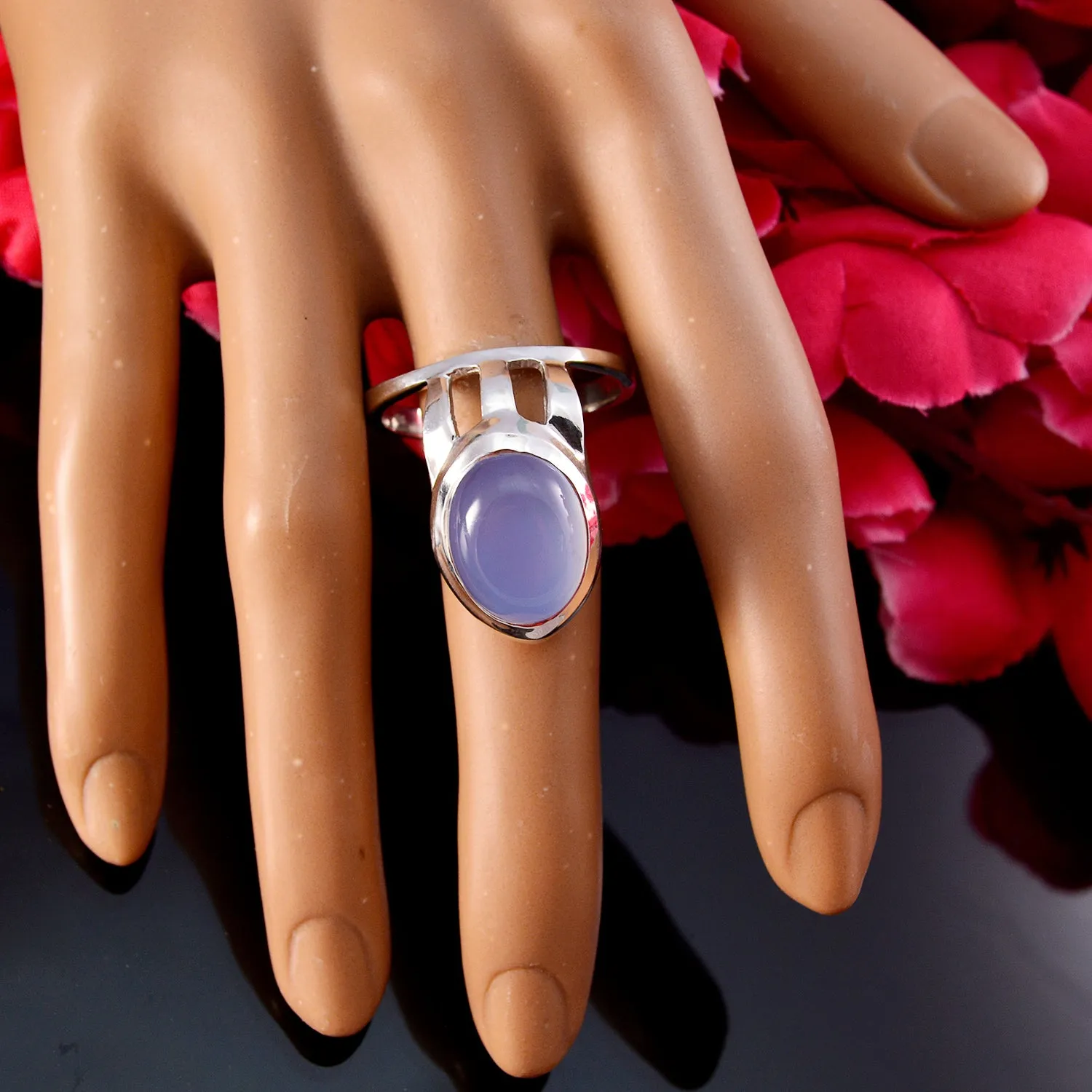 Radiant Gem Chalcedony Sterling Silver Rings Pandora Jewelry Box