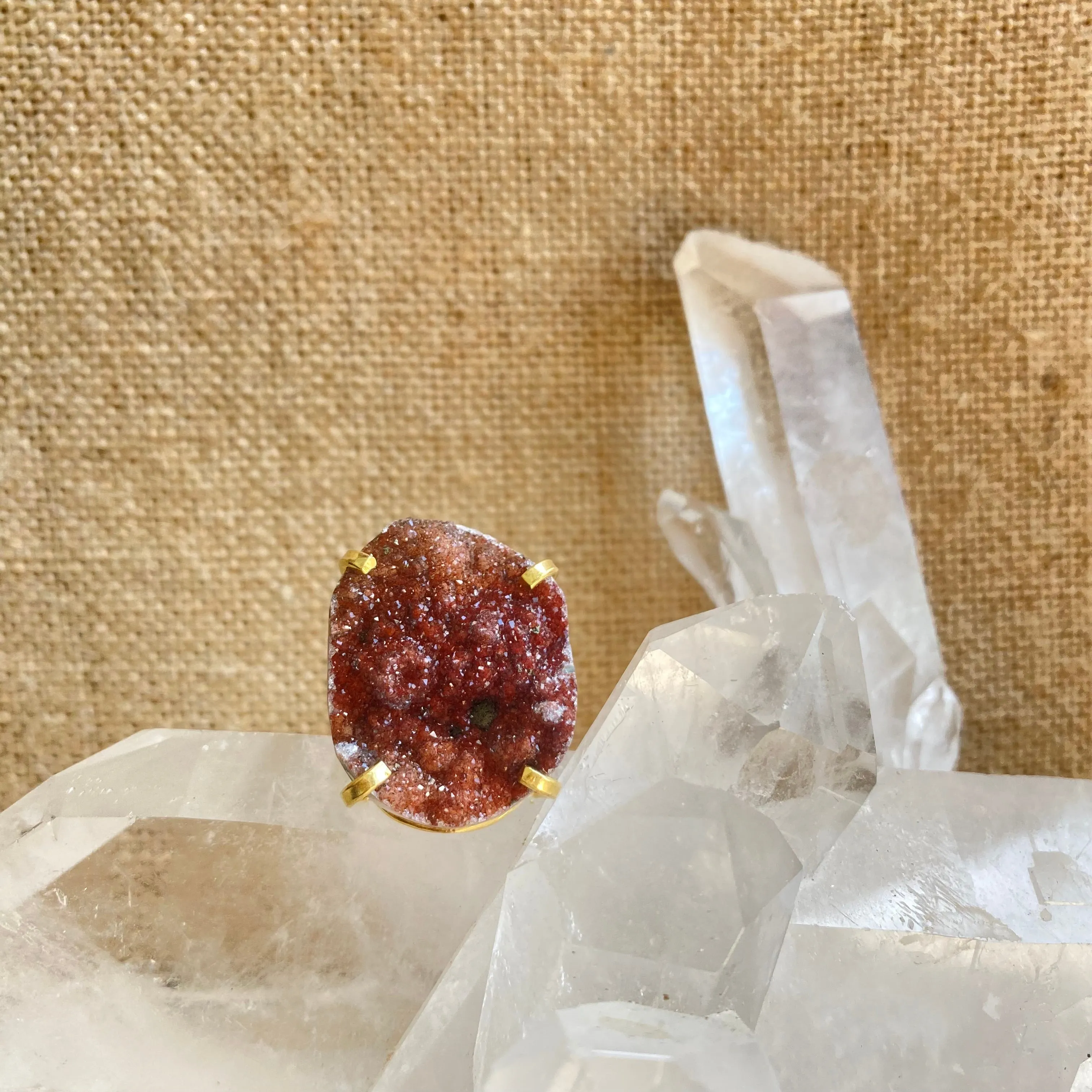 Red Amethyst Druzy Ring #31