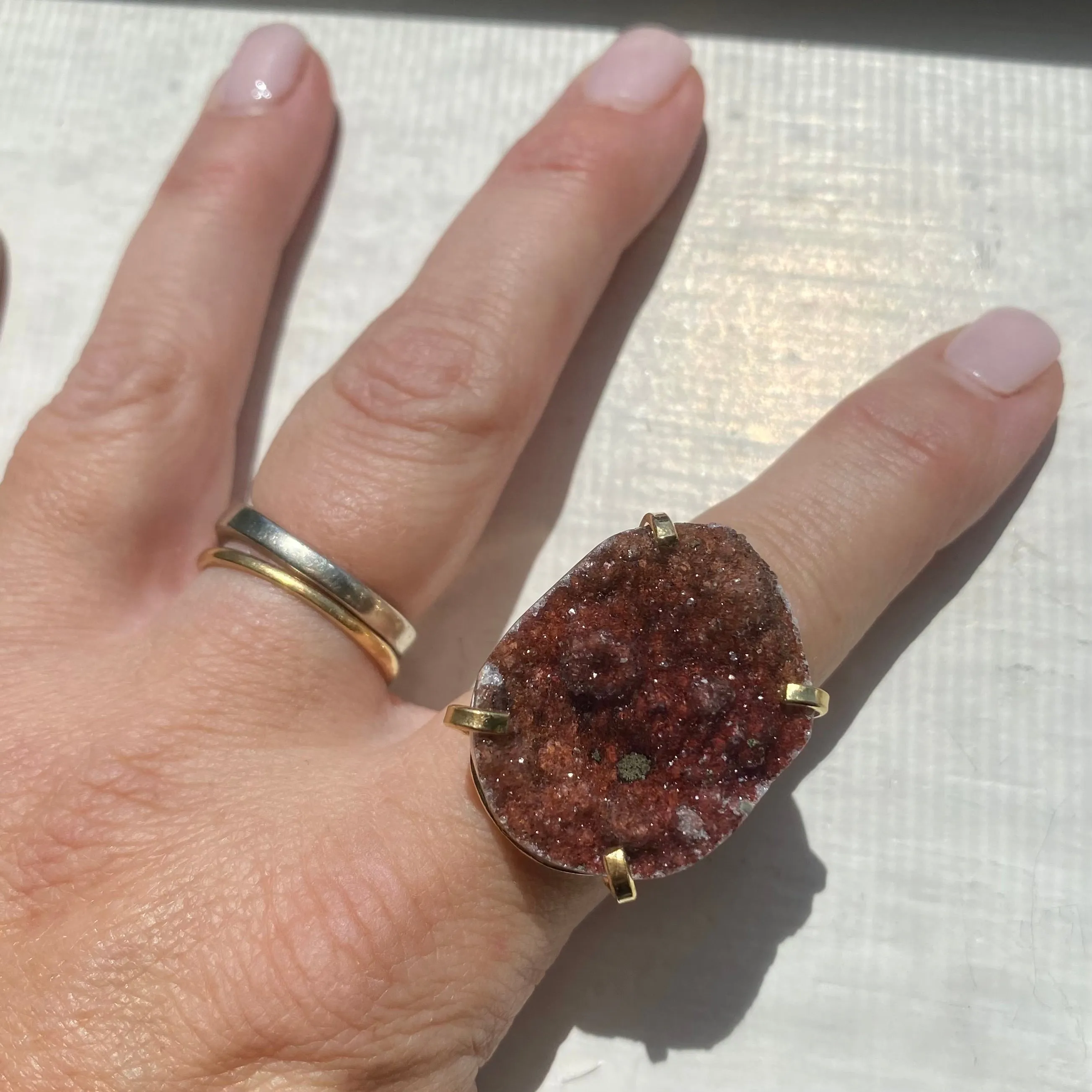 Red Amethyst Druzy Ring #31