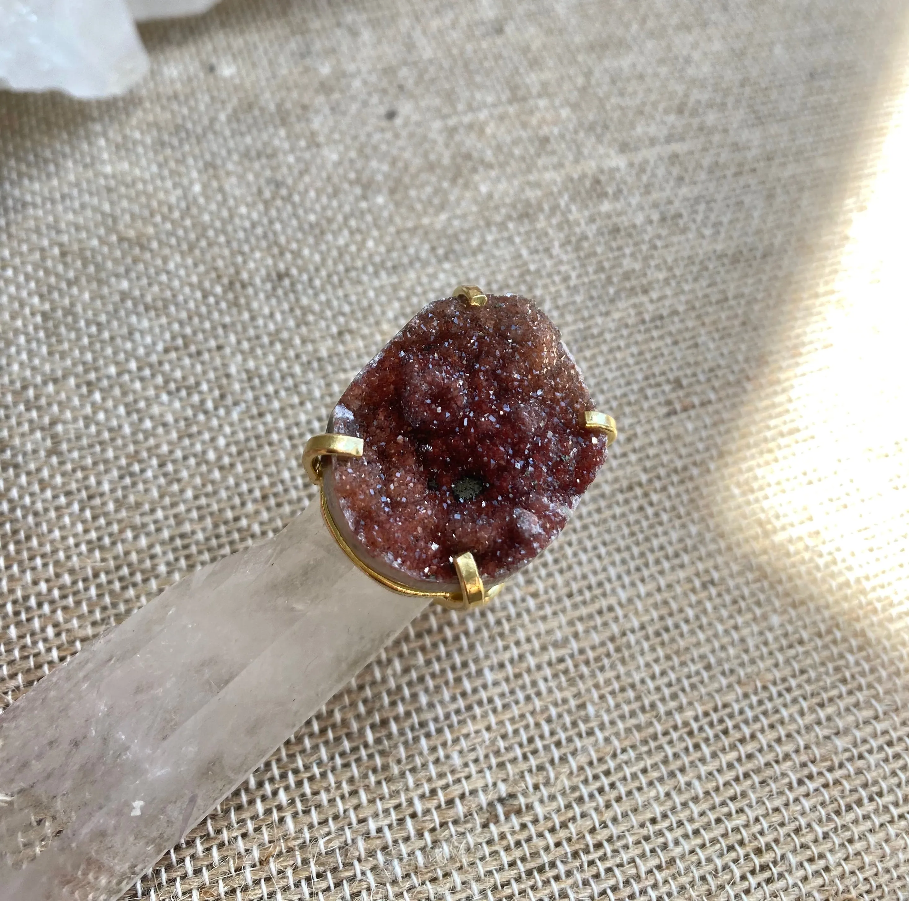 Red Amethyst Druzy Ring #31