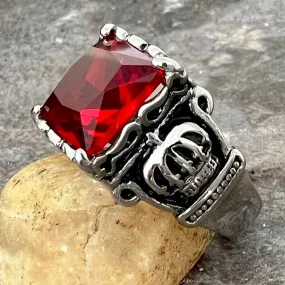 Red Stone Crown Ring - Red Stone - R55