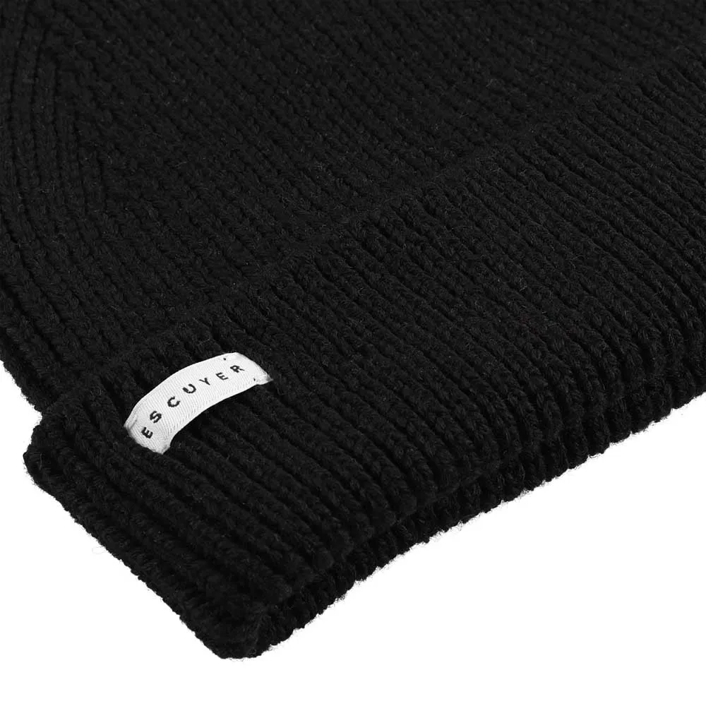 Ribbed Merino Beanie / Black