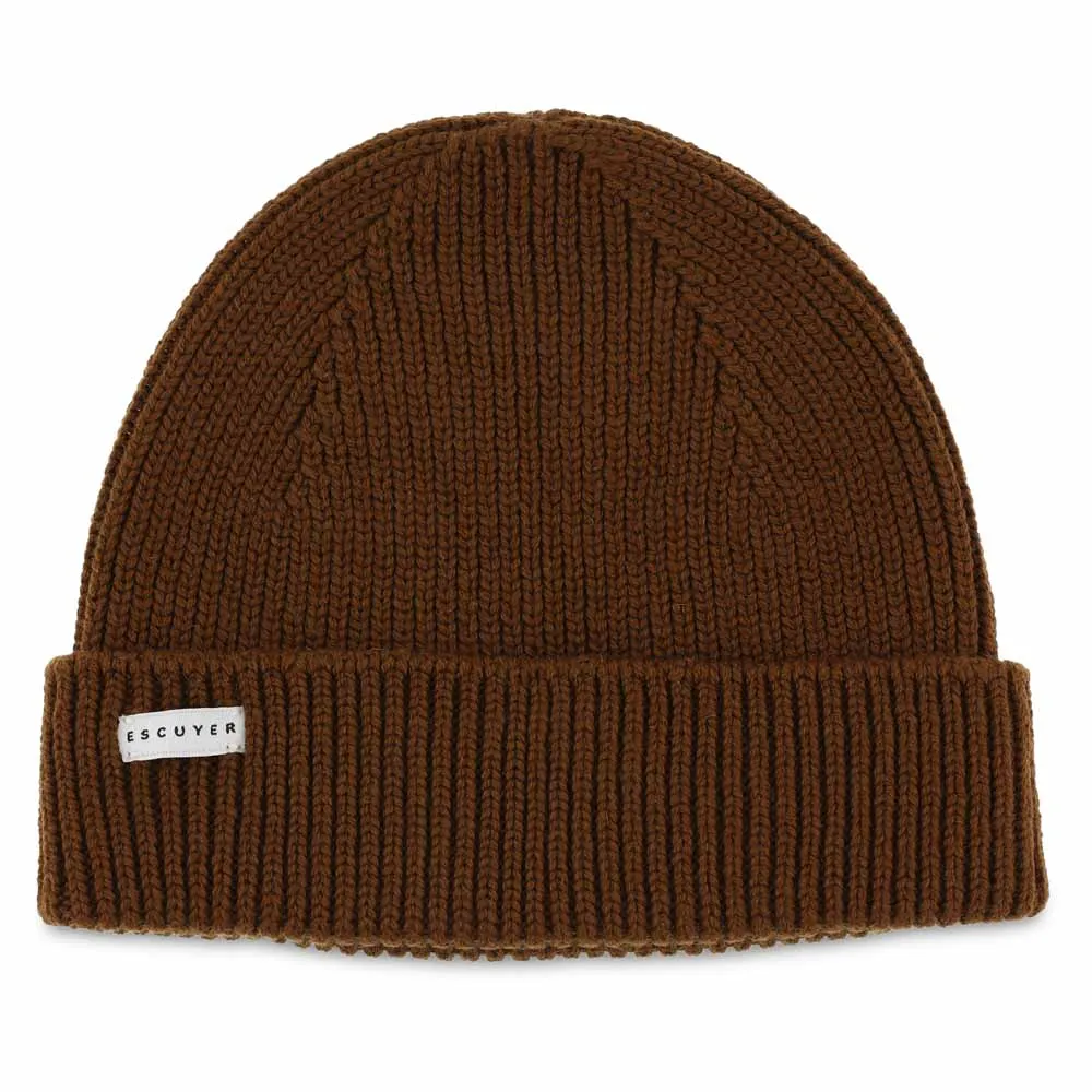 Ribbed Merino Beanie / Tobacco