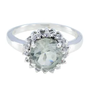 Riyo Classy Gemstone Green Amethyst Solid Silver Rings Jewelry