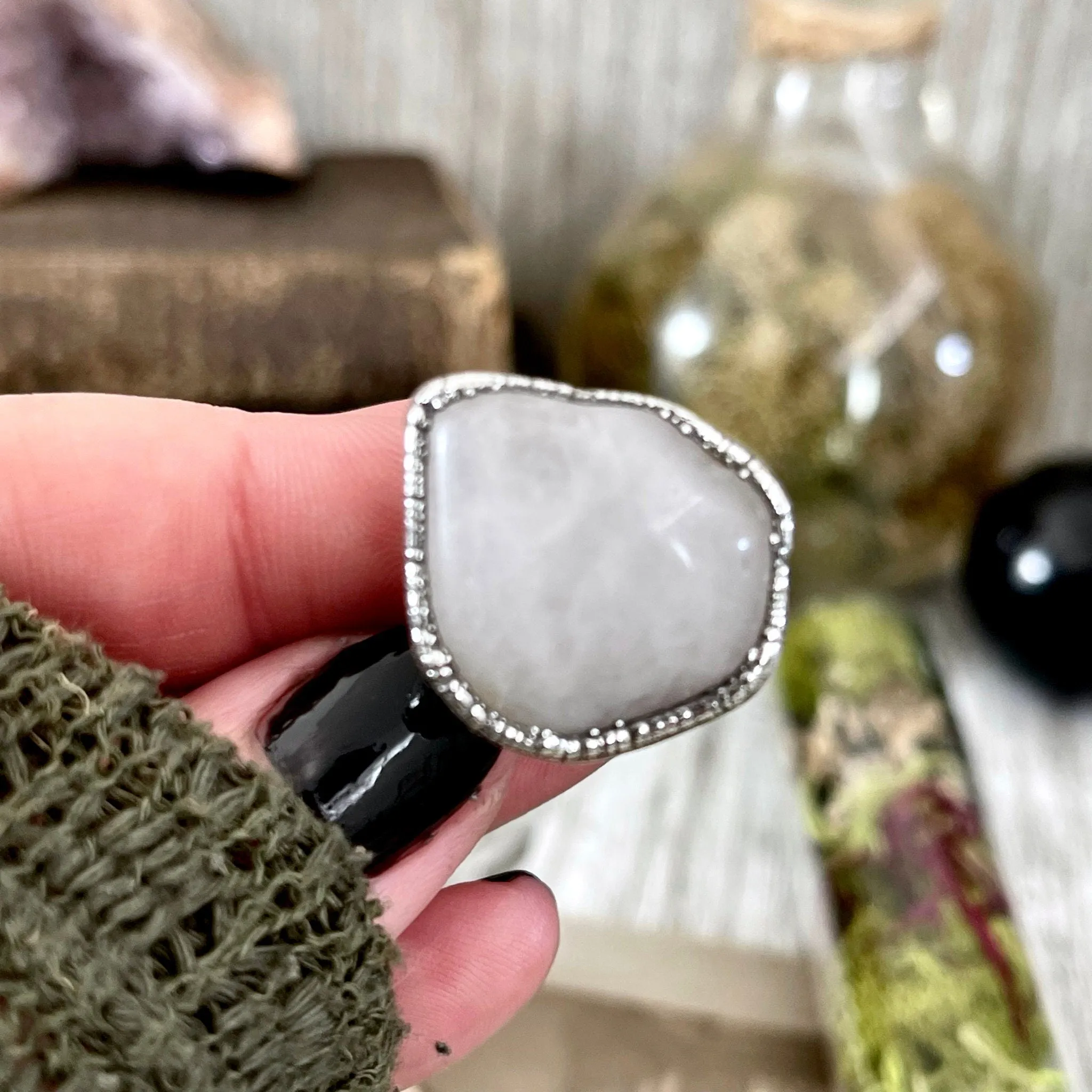 Rose Quartz Small Stone Ring in Fine Silver Size 5 6 7 8 9 10 11 12 / Foxlark Collection