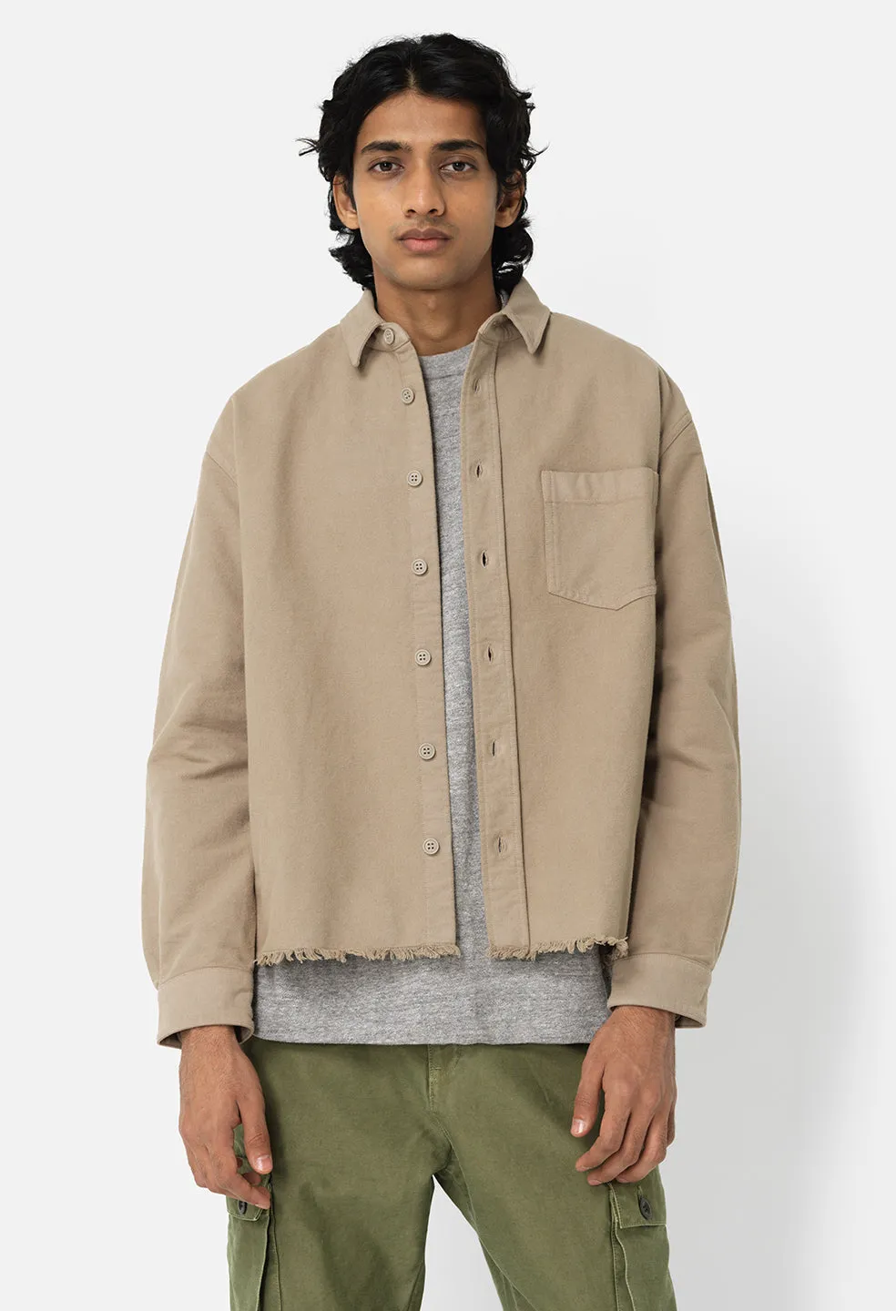 Solid Hemi Oversized Shirt / Tan