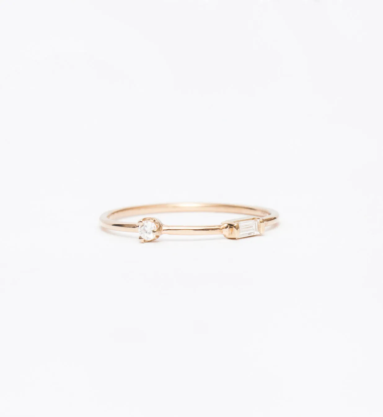 Spaced Baguette and Round Diamond Ring