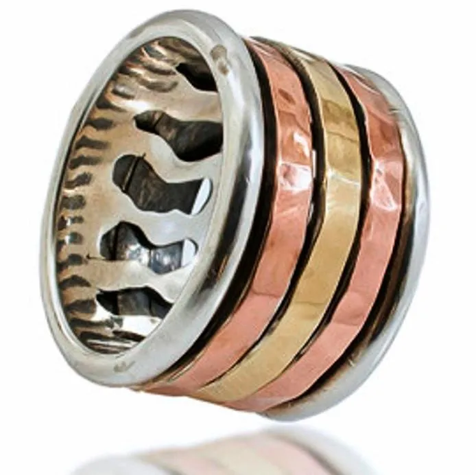 Spinner Ring for Man / Spinning ring silver Rose Yellow gold  / Spinner ring for Woman