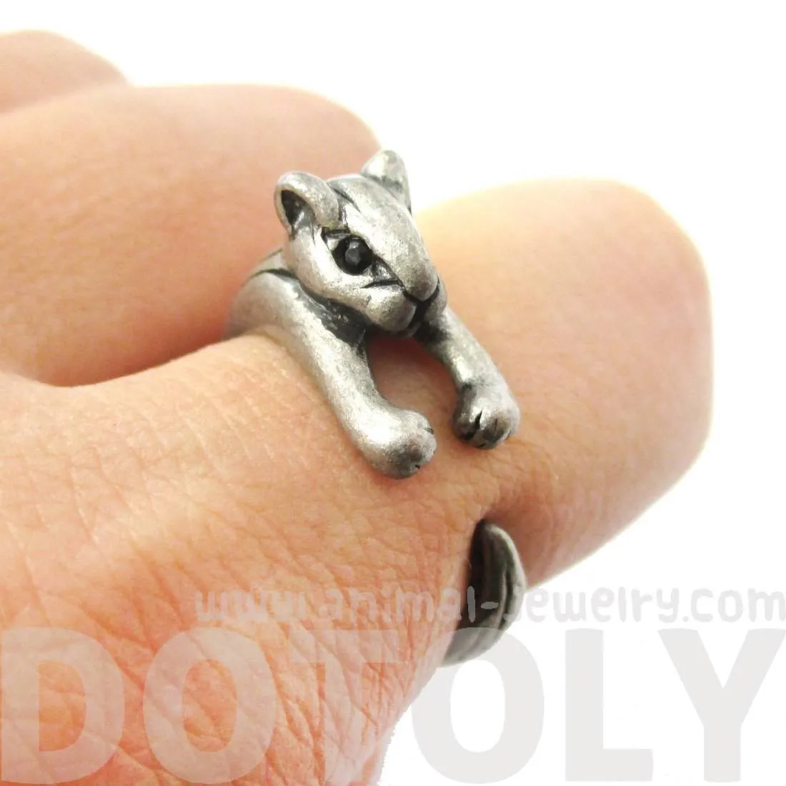 Squirrel Chipmunk Shaped Animal Wrap Around Ring in Silver | US Sizes 3 to 8.5