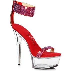 SS-609-ANIKA Stripper Sandal | Red Faux Leather